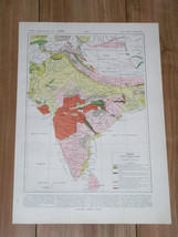 1925 VINTAGE GEOLOGICAL MAP OF INDIA PAKISTAN HIMALAYA DECCAN PLATEAU TIBET - $28.49