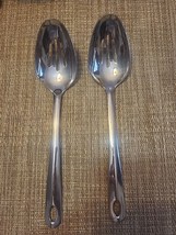 Set Of (2) Oneida Slotted Serving Spoons 9.5&quot; Pierced Solid Stainless 18/8 - £8.16 GBP