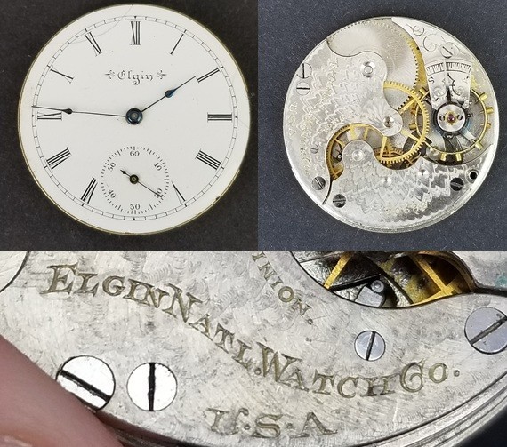 Elgin Natl Watch Co. pocket watch movement face hands 6s 7j 1900 - $29.99
