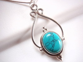 Nicely Accented Turquoise 925 Sterling Silver Pendant Corona Sun Jewelry - £7.18 GBP