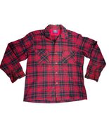 VTG 40s 50s Pendleton Red Plaid Wool Flannel Shirt Loop Collar NOS Workwear L - $186.07