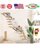 Natural Wood Cat Shelves with 4-Step Climbing Stairs - Perfect Pet Playg... - $1,953.92 MXN