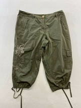 Penningtons Women&#39;s Cropped Pants Size 16 Green Polyester Blend Tie Hems  - $7.92