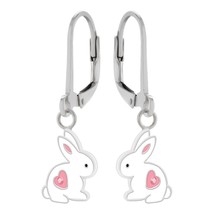 Bunny 925 Silver Leverback Earrings with Light Rose Crystals - £15.06 GBP