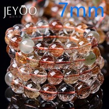 Natural Colorful Copper Rutilated Quartz Crystal Bracelet Brazil Woman Man Wealt - £164.57 GBP