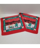 Two Vintage Leshner Christmas Hand Towels Over The River Through The Woods - $47.35 CAD