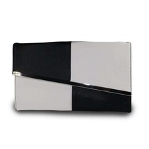 Elegant Faux Vegan Leather Womens Colorblock Clutch Bag 3 Colors - Black and Whi - £43.49 GBP