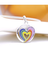 2022 Me Collection 925 Silver Rainbow Heart of Freedom Medallion Dangle ... - €11,85 EUR