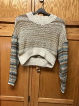 Urban Outfitters Size S-P Knit Sweater Stripes Crop Top Hole Unraveled Knitting - £11.87 GBP