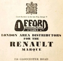 1954 Offord Renault Marque London Dealership Advertisement Automobilia E... - £11.45 GBP