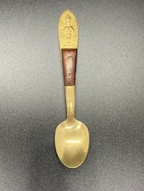 Vintage SIAM Thailand Souvenir Spoon Brass With Wood Handle 4.75&quot;  - £7.89 GBP