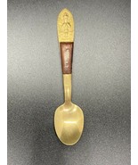 Vintage SIAM Thailand Souvenir Spoon Brass With Wood Handle 4.75&quot;  - £7.85 GBP