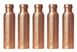 Copper Water Drinking Bottle Tumbler Joint Free Health Benefits 1000ML Set Of 5 - £52.22 GBP