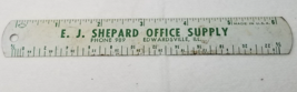 EJ Shepard Office Supply Ruler 1940s Metal Edwardsville Illinois Green W... - $15.15