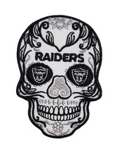 Las Vegas Raiders Sugar Skull NFL Football Embroidered Iron On Patch - £9.95 GBP+