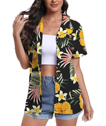Women&#39;S Hawaiian Floral Shirts Short Sleeve Button down Shirts Soft Cool... - €33,41 EUR