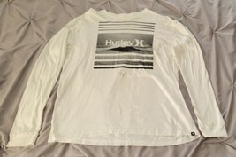 Hurley Long Sleeve Graphic Shirt Cotton Gray &amp; White Size Large - £7.31 GBP