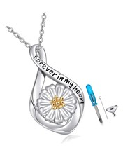 925 Sterling Silver Sunflower Urn Necklace for Rose - £116.82 GBP