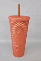 NEW Starbucks Tumbler - Orange Diamond Studded Plastic Cold Cup - Venti ... - $24.70