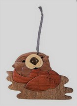 Otter Wooden Intarsia Handmade Handcrafted Hanging Ornament - £11.61 GBP
