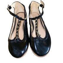 Zara Girl’s Mary Jane Chain T-Strap Black Flat Dress Shoes Size 30 - £17.81 GBP