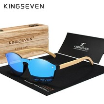 KINGSEVEN Brand Fashion 100%Handmade Natural Bamboo Men Sunglasses Round - £18.24 GBP