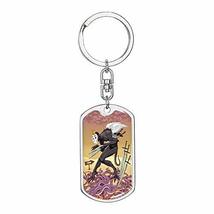 Tarot Card Five Of Swords Swivel Keychain Dog Tag Stainless Steel or 18k Gold - £35.52 GBP