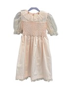 Polly Flinders Pink Smocked Dress With Sheer Puff Sleeves &amp; Floral Accen... - $878.95 MXN