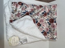 Tiny Garden Baby Blanket Reversible Sherpa 30&quot;x40&quot; Infant Gift Shower Throw NEW - £19.61 GBP