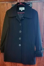 Donatella Black Lined Heavy Jacket Size L Women Large Button Sinch Back - $60.00