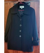 Donatella Black Lined Heavy Jacket Size L Women Large Button Sinch Back - $60.00