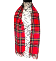 VTG 100% Pure New Wool Red Tartan Plaid Scarf Made In Scotland Hamilton 51X12 - £45.11 GBP