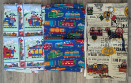 Railroad Train Fabric Panels Railroadiana Theme 3 pieces - £43.62 GBP