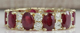 3.5Ct Oval Cut Ruby Diamond 14K Yellow Gold Over Diamond Full Eternity Band Ring - £81.60 GBP