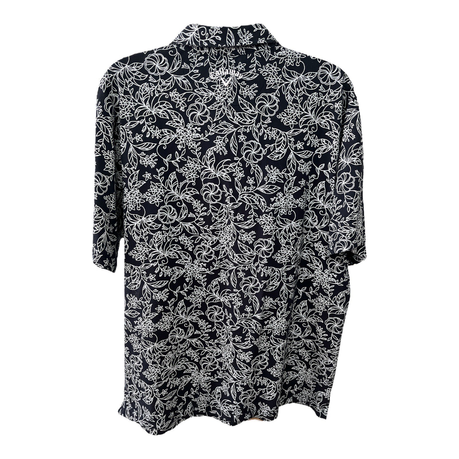 Callaway Men’s 3L Black Quick-Dry Golf Shirt Floral Print Cotton Blend Item image 3