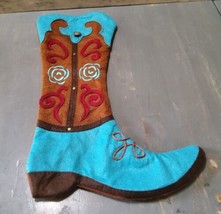 Western Cowboy Cowgirl Boot Hanging Christmas Stocking Felt Wool 17x13 B... - $16.70