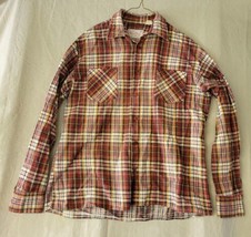Vintage Male Duds Mens Button UP Flannel Shirt Cotton Long Sleeve Med  - £18.34 GBP