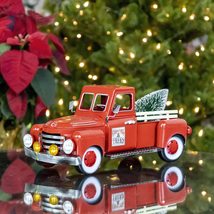 Zaer Ltd. Red Metal Christmas Pickup Truck Decoration (Medium 18&quot; Long) - £59.14 GBP+
