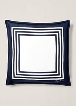 Ralph Lauren Deerfield Silk Deco Pillow Navy White NWT $350 - $163.15