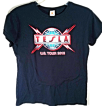 Tesla Band T-Shirt U.S. Tour 2012 Black Short Sleeve Girls X-Large - £15.46 GBP