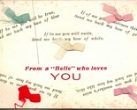 From A Bell Who Loves You Applique Tessuto Fiocchi 1910s DB Cartolina - $13.27