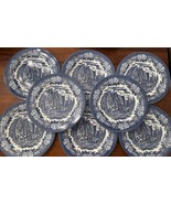 Vtg 8 Pc Ironstone England Blue &amp; White Transferware Dinner Plates Dickens - $2,447.79 MXN