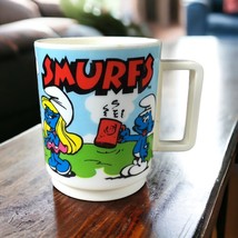 1980s SMURFS Plastic Deka Coffee Mug Tea Cup Made in USA Novelty Cartoon... - $181.32 MXN