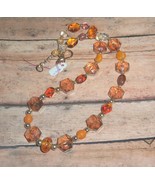 Necklace Bead Glass Amber Various Shapes Hues Metal Spacers 20&quot;+ New Han... - $15.00