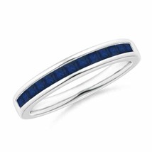 ANGARA Channel Set Square Sapphire Half Eternity Band in 14K Gold (AA Size-1.8) - £531.08 GBP