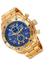 NEW Akribos XXIV AK814YGBU Men&#39;s Large Gold Blue Dial Chronograph Luminous Watch - £87.00 GBP