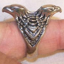 1 Deluxe Double Eagle Head Silver Biker Ring BR196 Mens Jewelry Rings New - £9.75 GBP