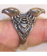 1 DELUXE DOUBLE EAGLE HEAD SILVER BIKER RING BR196 mens jewelry RINGS NEW - $16.91 CAD