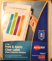 Lot 0f 2 Avery 8-Tab Sheet Protector Dividers Printable Clear Labels 75501 - $5.94