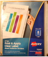 Lot 0f 2 Avery 8-Tab Sheet Protector Dividers Printable Clear Labels 75501 - $5.94